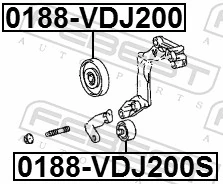 0188VDJ200S Febest Rolo parasita da correia de transmissão