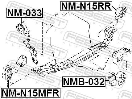 Coxim (suporte) traseiro de motor para Nissan Sunny III N14