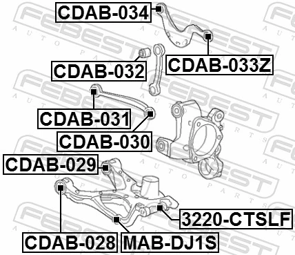 CDAB033Z Febest Bloco silencioso do braço oscilante superior traseiro
