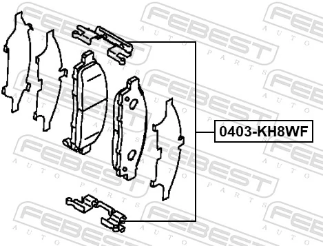 Kit de molas de fixação de sapatas de disco dianteiras Nissan Navara NP300 III pick-up (D40) (2004 - 2015) NP300 III