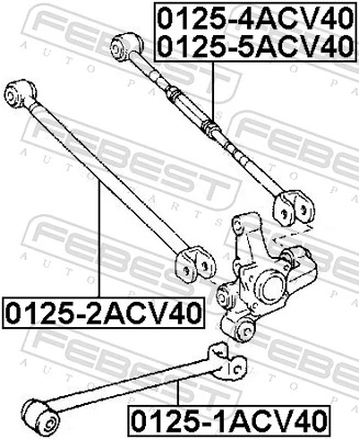 01255ACV40 Febest Barra transversal de suspensão traseira