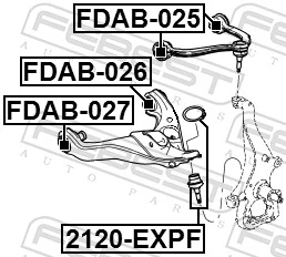 FDAB027 Febest Bloco silencioso dianteiro do braço oscilante inferior