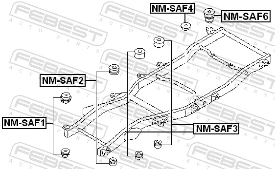 NMSAF2 Febest Coxim de chassi (de fixação de carroçaria)