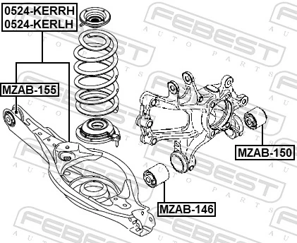 MZAB155 Febest Bloco silencioso interno traseiro de braço oscilante transversal