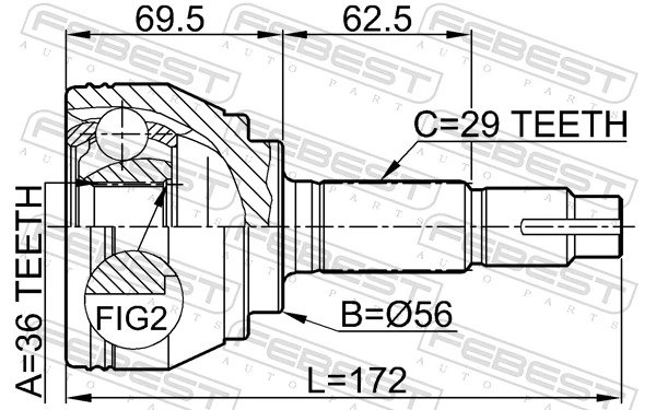  Junta homocinética externa dianteira Nissan Murano SUV (Z50) (2004 - 2008) 