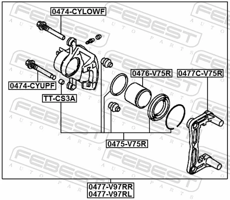 Kit de reparação de suporte do freio traseiro Mitsubishi Pajero V80