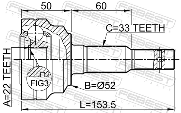  Junta homocinética externa dianteira Opel Vectra B carrinha (31) (1995 - 2002) B