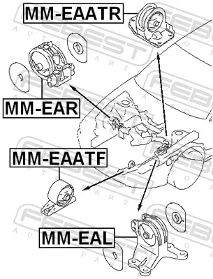  Coxim (suporte) traseiro de motor Mitsubishi Galant VIII sedan (EA) (1996 - 2004) VIII