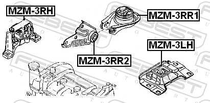MZM3RR2 Febest Consola de coxim (apoio) traseira de motor