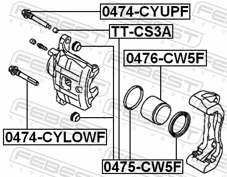 0475CW5F Febest Kit de reparação de suporte do freio dianteiro