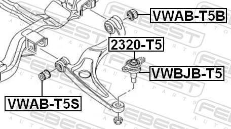 VWBJBT5 Febest Bota de proteção de suporte esférico inferior
