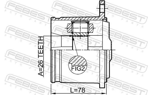 0111GX100R Febest Junta homocinética interna traseira