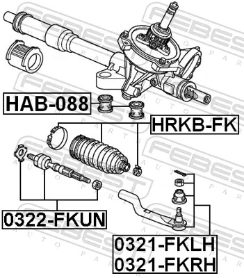 HRKBFK Febest Bota de proteção do mecanismo de direção (de cremalheira)