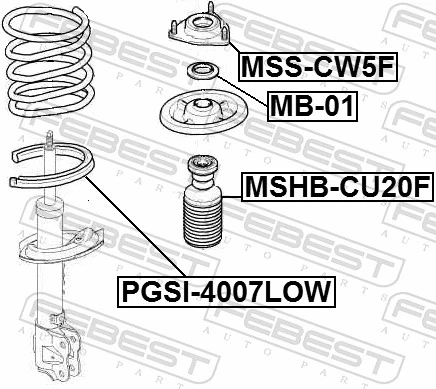 PGSI4007LOW Febest Espaçador (anel de borracha) da mola dianteira inferior