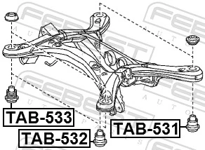 Bloco silencioso de viga traseira (de plataforma veicular) para Lexus RX 270/350/450H AGL10, GGL15, GYL15