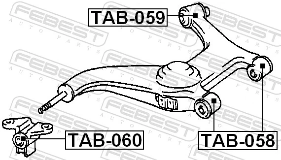 TAB058 Febest Bloco silencioso do braço oscilante inferior traseiro
