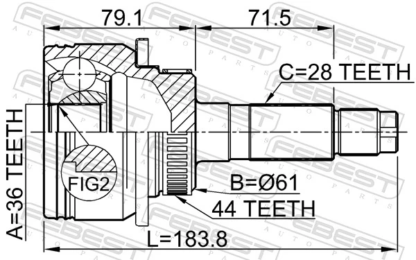 0510BT50A44 Febest Junta homocinética externa dianteira