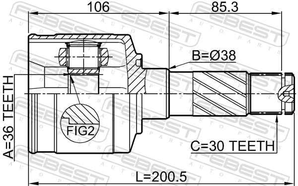0511BT50RH Febest Junta homocinética interna dianteira direita