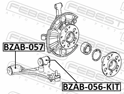 BZAB057 Febest Bloco silencioso dianteiro do braço oscilante inferior