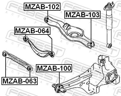 MZAB103 Febest Bloco silencioso do braço oscilante inferior traseiro