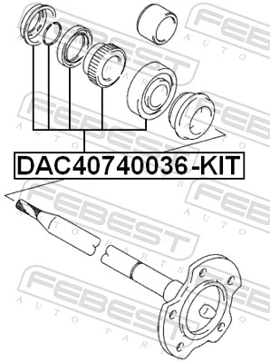 DAC40740036KIT Febest Rolamento do semieixo do eixo traseiro externo