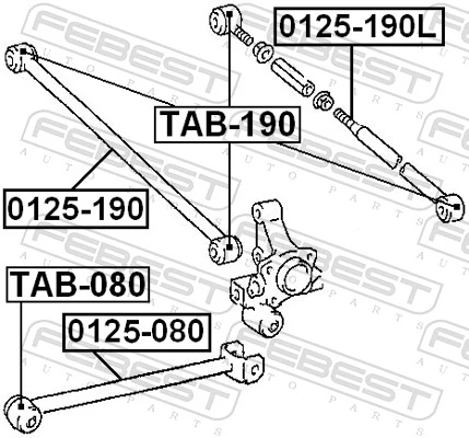 TAB080 Febest Bloco silencioso dianteiro de braço oscilante traseiro longitudinal