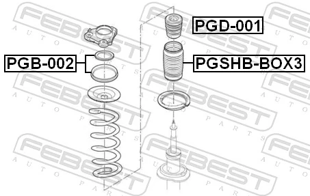 PGB002 Febest Rolamento de suporte do amortecedor dianteiro