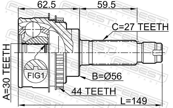 Junta homocinética externa dianteira Subaru Outback II B12, BE, BH