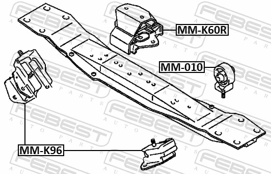 Coxim de transmissão (suporte da caixa de mudança) para Mitsubishi L 200 III K60, K70