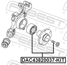 DAC43820037KIT Febest Rolamento de cubo traseiro