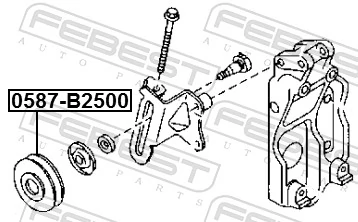 0587B2500 Febest Rolo de reguladora de tensão da correia de transmissão