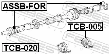 TCB005 Febest Rolamento suspenso traseiro da junta universal