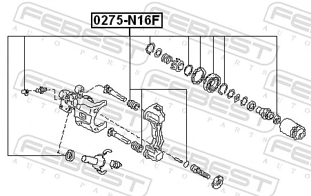 0275N16F Febest Kit de reparação de suporte do freio dianteiro