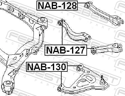 NAB127 Febest Bloco silencioso do pino de apoio traseiro
