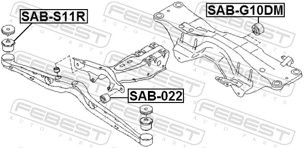 SABG10DM Febest Bloco silencioso de viga traseira (de plataforma veicular)