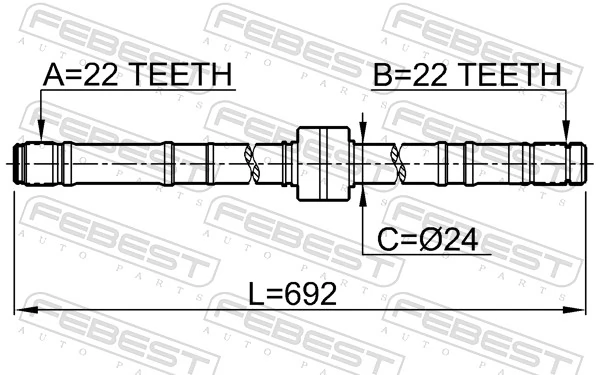 0212P10RH Febest Semieixo (acionador) dianteiro direito