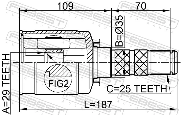 Junta homocinética interna dianteira 28392XA00A Subaru
