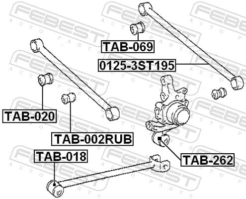 TAB002RUB Febest Bloco silencioso externo traseiro de braço oscilante transversal