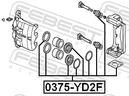 0375YD2F Febest Kit de reparação de suporte do freio dianteiro