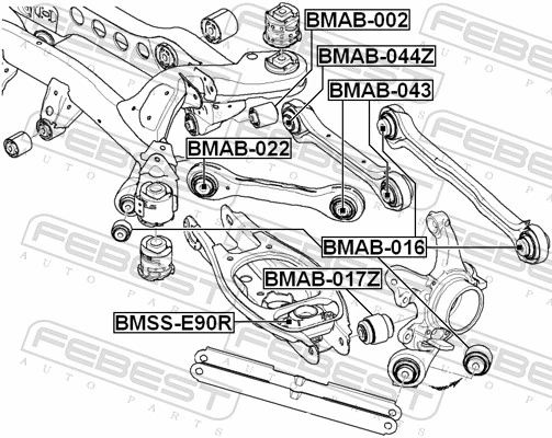 BMAB044Z Febest Bloco silencioso do braço oscilante superior traseiro