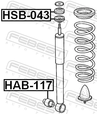 HSB043 Febest Bucha da haste de amortecedor traseiro