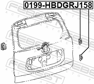 0199HBDGRJ158 Febest Gozno esquerdo inferior da porta traseira (batente)