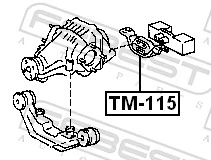 TM115 Febest Bloco silencioso (coxim) traseiro de redutor do eixo traseiro