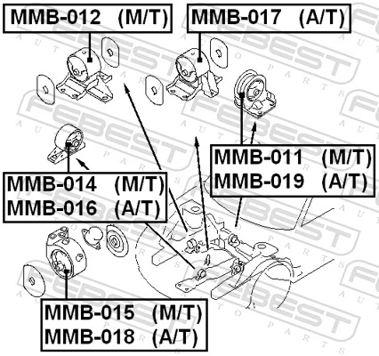 Coxim (suporte) dianteiro de motor para Mitsubishi Galant VII E5A, E7A, E8A