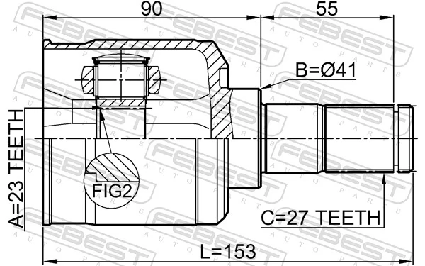 1211TUC20AT Febest Junta homocinética interna dianteira