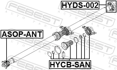 HYDS002 Febest Acoplamento elástico traseiro do veio de transmissão