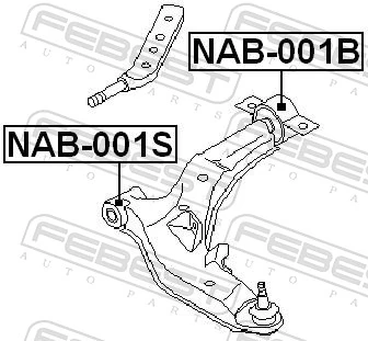 NAB001S Febest Bloco silencioso dianteiro do braço oscilante inferior