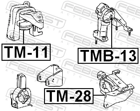 TMB13 Febest Coxim (suporte) traseiro de motor (bloco silencioso)