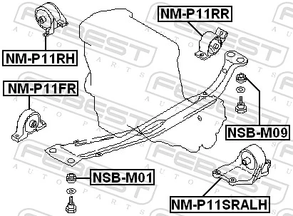 NMP11SRALH Febest Coxim (suporte) esquerdo de motor