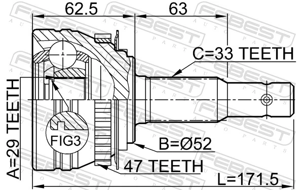 Junta homocinética externa dianteira Euroex EX57801